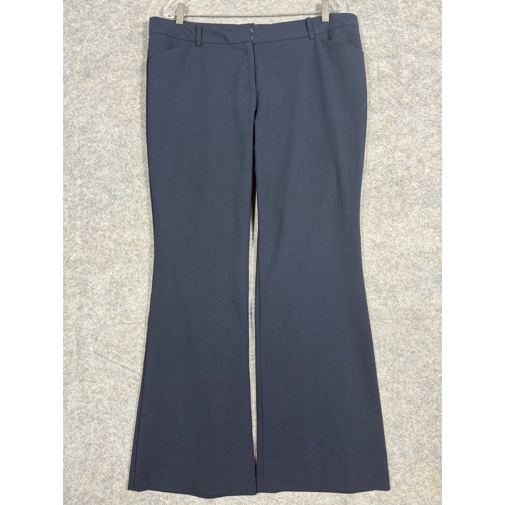 Rozali The Smart Fit Navy Blue Flared Dress Pants Women Size 16 Polyester Blend
